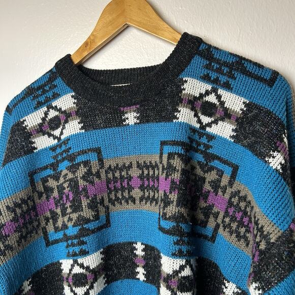 Vintage St John’s Bay Women’s Southwestern Knit Sweater Size M Retro Aztec Boho - Picture 2 of 8